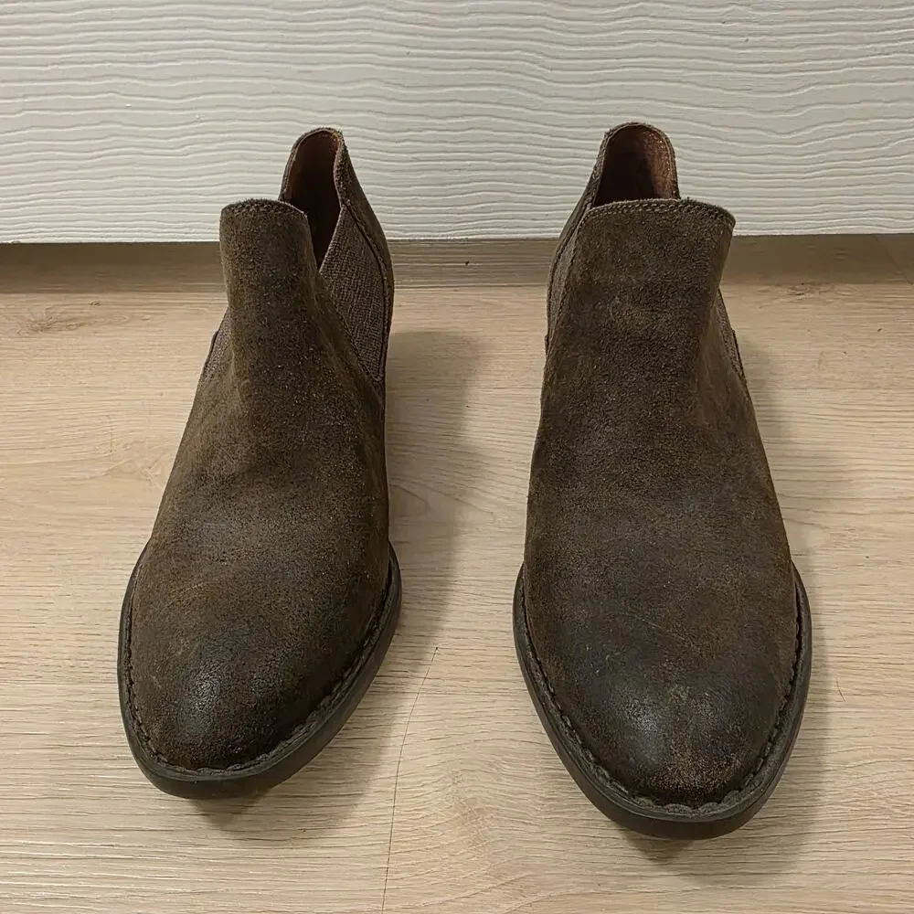 Born Brown Distressed Suede Chelsea Dallia Slip On Ankle Boots Size 10M - Picture 3 of 9